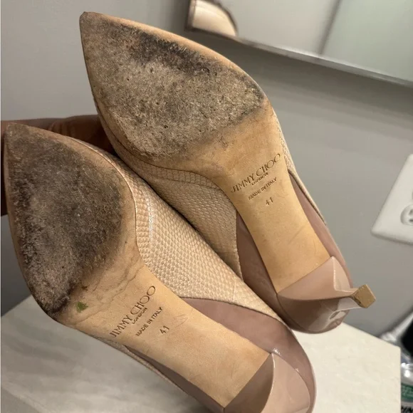 Jimmy Choo Cream Textured Heels - Picture 4 of 4